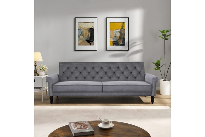 Bäddsoffa utan divan & schäslong Loft24 Tyne Bäddsoffa 3-sits Mörkgrå - Möbler - Soffa - Bäddsoffa