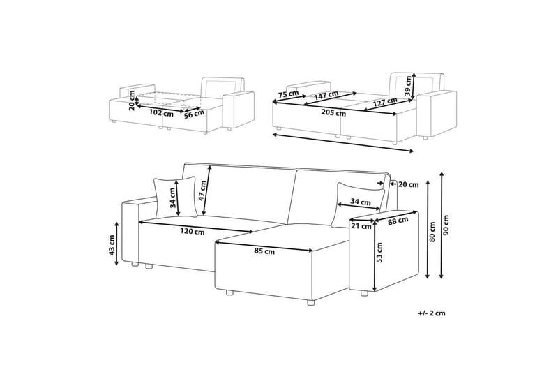 Bäddsoffa Vänstervänd Abacka - Brun, Svart - Möbler - Soffa - Bäddsoffa