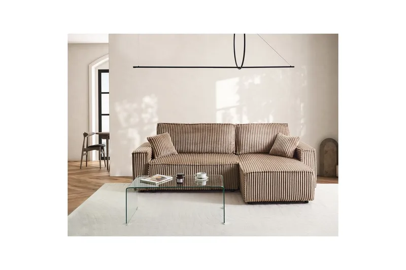 Bäddsoffa Vänstervänd Abacka - Brun, Svart - Möbler - Soffa - Bäddsoffa