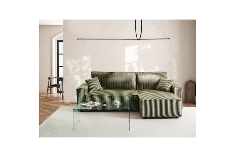 Bäddsoffa Vänstervänd Abacka - Grön, Svart - Möbler - Soffa - Bäddsoffa