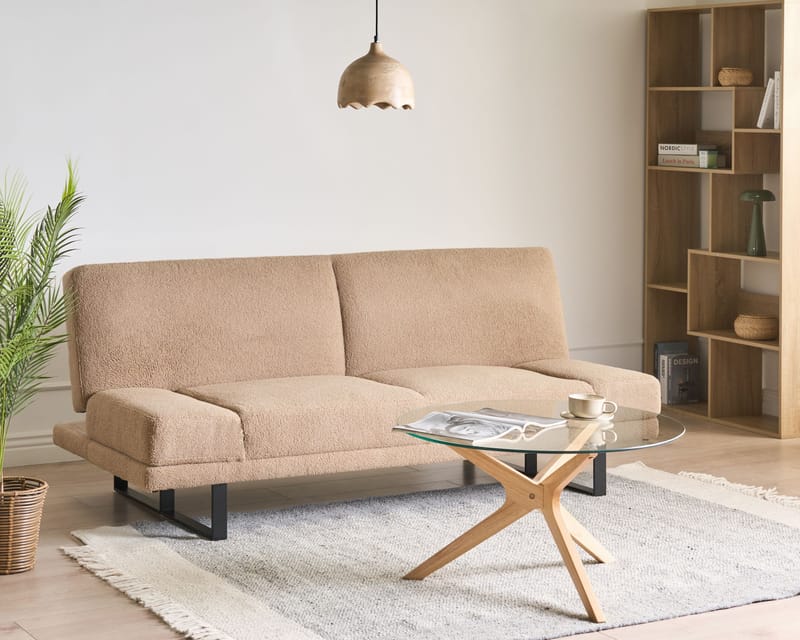 Bäddsoffa York Bouclé - Sandbeige - Möbler - Soffa - Bäddsoffa - Bäddsoffa 2 sits