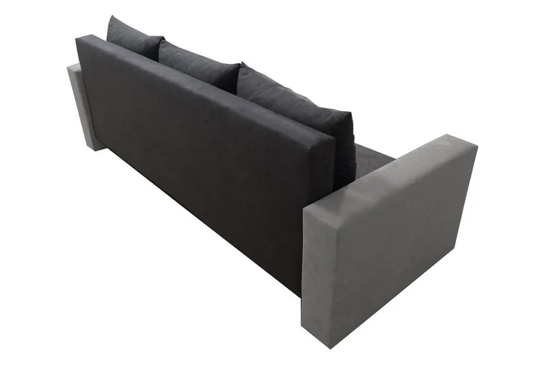 Banaso 3-sits Längsbäddad Bäddsoffa 130x200 cm med Förvaring i Sammet - Röd|Svart - Möbler - Soffa - Bäddsoffa