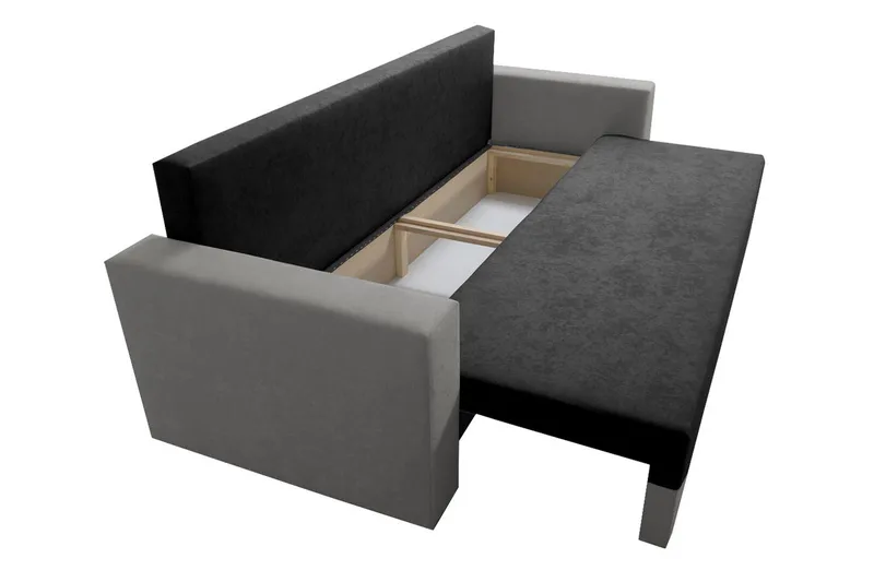 Banaso 3-sits Längsbäddad Bäddsoffa 130x200 cm med Förvaring i Sammet - Röd|Svart - Möbler - Soffa - Bäddsoffa
