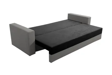 Banaso 3-sits Längsbäddad Bäddsoffa 130x200 cm med Förvaring i Sammet - Röd|Svart - Möbler - Soffa - Bäddsoffa