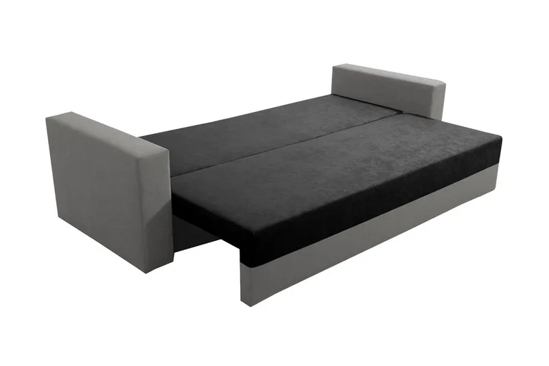 Banaso 3-sits Längsbäddad Bäddsoffa 130x200 cm med Förvaring i Sammet - Röd|Svart - Möbler - Soffa - Bäddsoffa