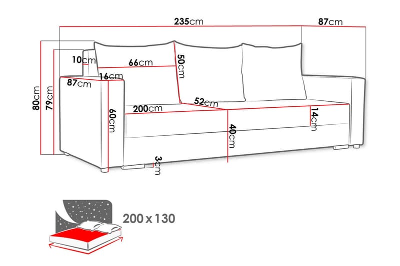 Banaso Bäddsoffa - Svart/Röd - Möbler - Soffa - Bäddsoffa