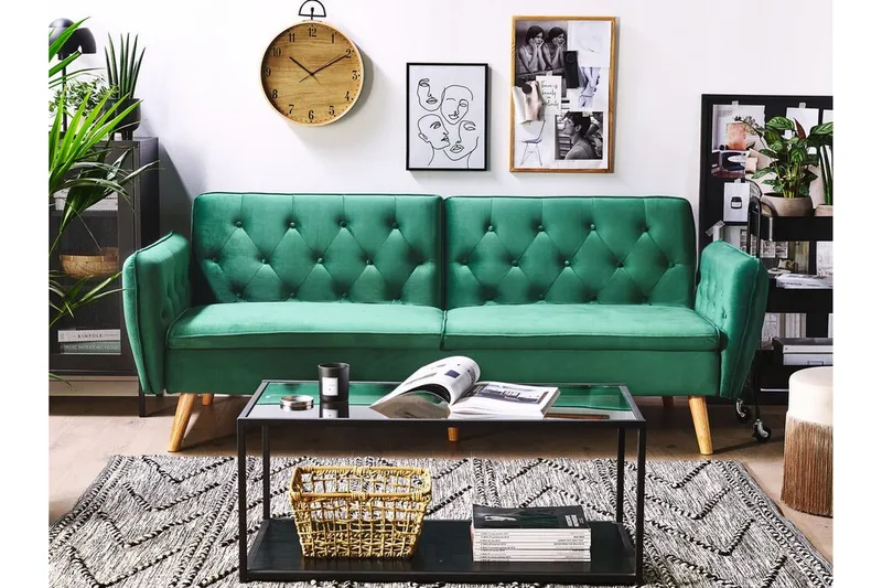 Bardu 2-sits Bäddsoffa - Sammet/Mörkgrön - Möbler - Soffa - Bäddsoffa