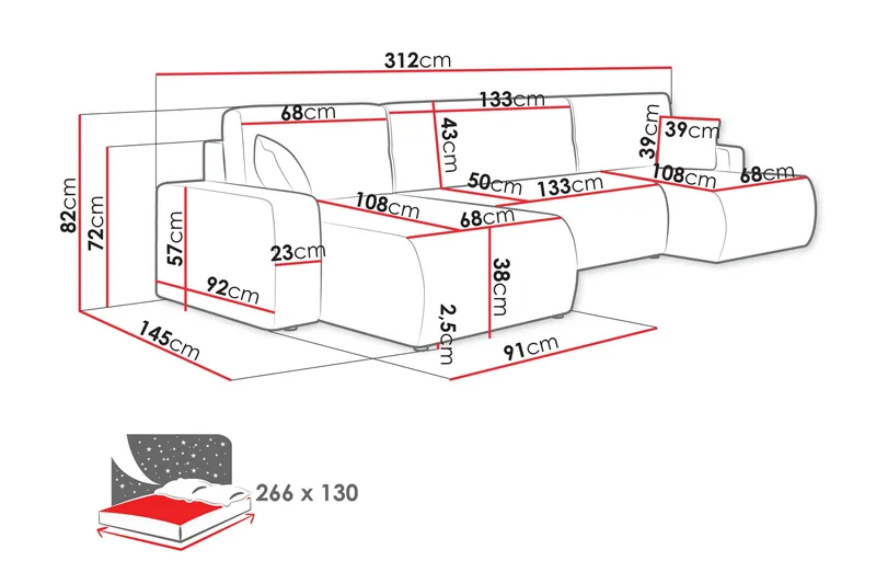 Barile Bäddsoffa Dubbeldivan 4-sits i Plysch - Vit - Möbler - Soffa - Bäddsoffa