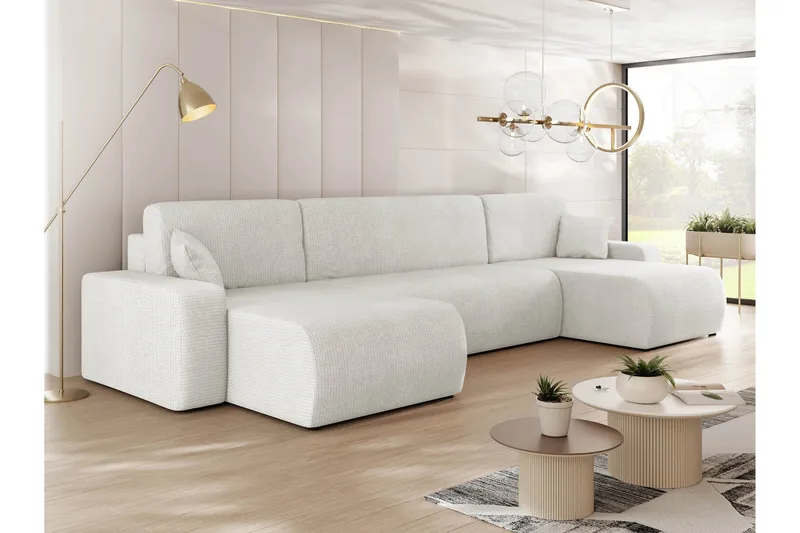 Barile Bäddsoffa Dubbeldivan 4-sits i Plysch - Vit - Möbler - Soffa - Bäddsoffa