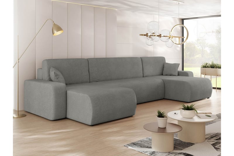 Barile Bäddsoffa Dubbeldivan 4-sits i Plysch - Grå - Möbler - Soffa - Bäddsoffa