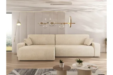 Barile Bäddsoffa med Divan 3-sits i Plysch - Beige - Möbler - Soffa - Bäddsoffa