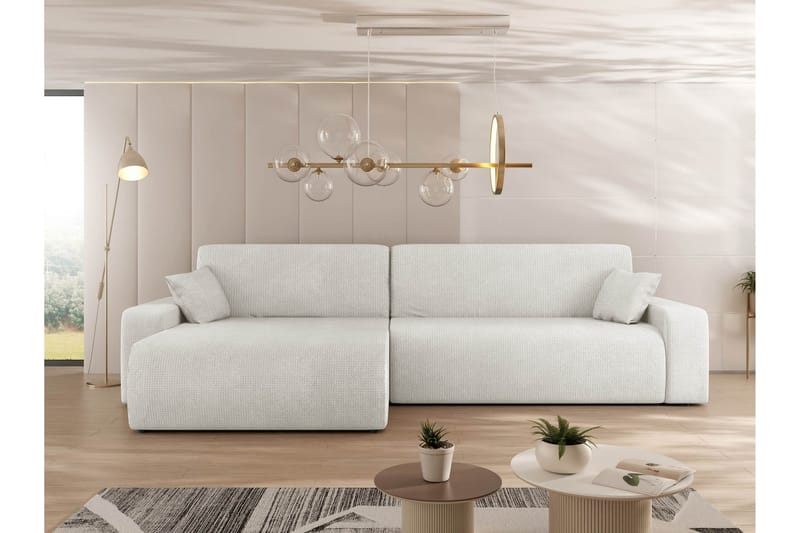 Barile Bäddsoffa med Divan 3-sits i Plysch - Vit - Möbler - Soffa - Bäddsoffa