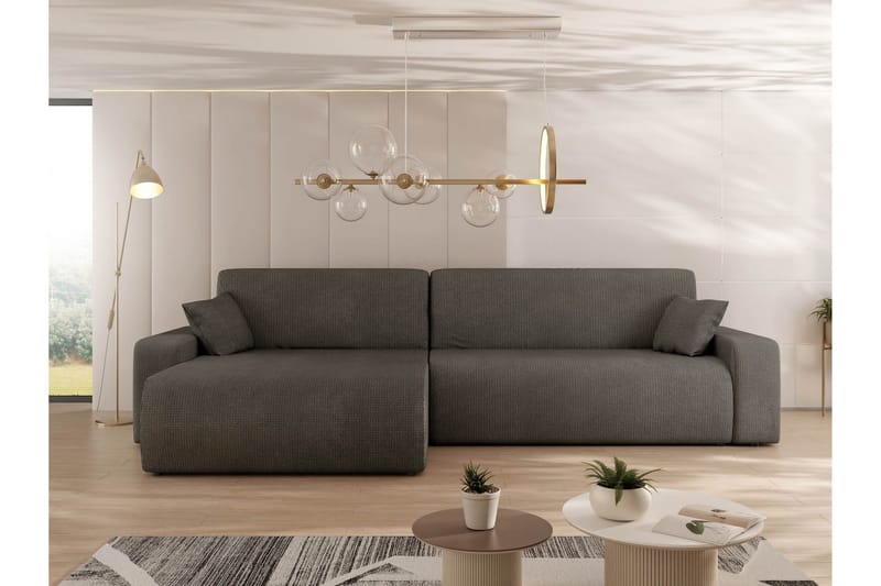 Barile Bäddsoffa med Divan 3-sits i Plysch - Grå - Möbler - Soffa - Bäddsoffa