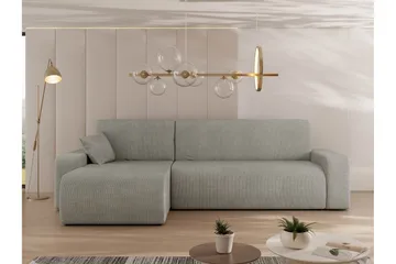 Barile Bäddsoffa med Divan 3-sits i Plysch - Grå - Möbler - Soffa - Bäddsoffa
