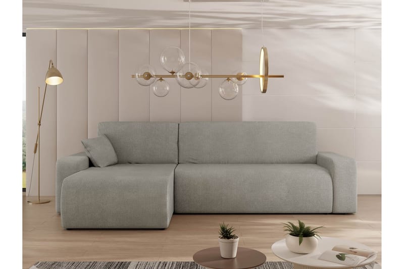 Barile Bäddsoffa med Divan 3-sits i Plysch - Grå - Möbler - Soffa - Bäddsoffa