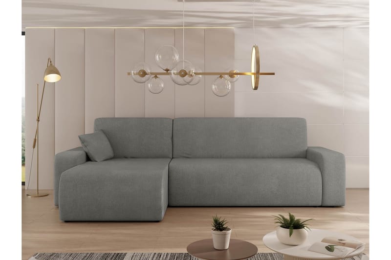 Barile Bäddsoffa med Divan 3-sits i Plysch - Grå - Möbler - Soffa - Bäddsoffa