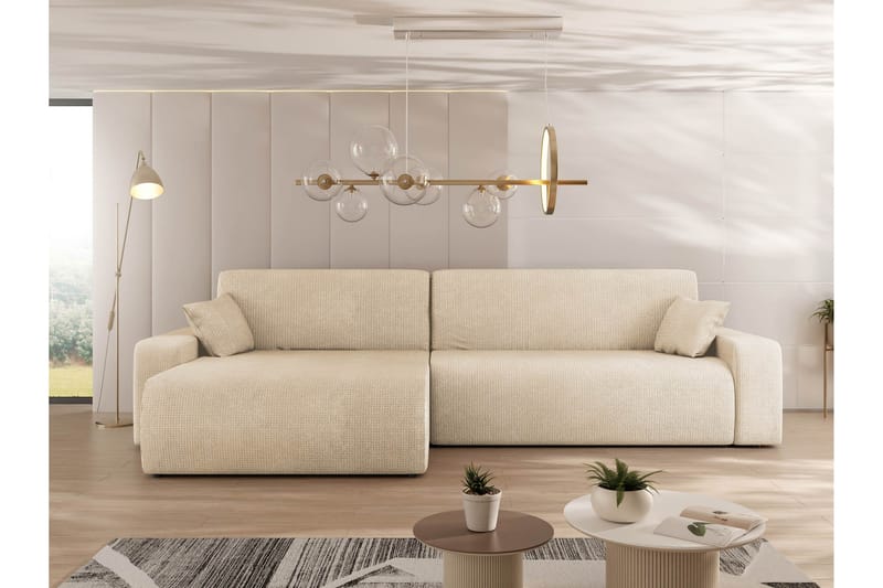 Barile Bäddsoffa med Divan 3-sits i Plysch - Beige - Möbler - Soffa - Bäddsoffa