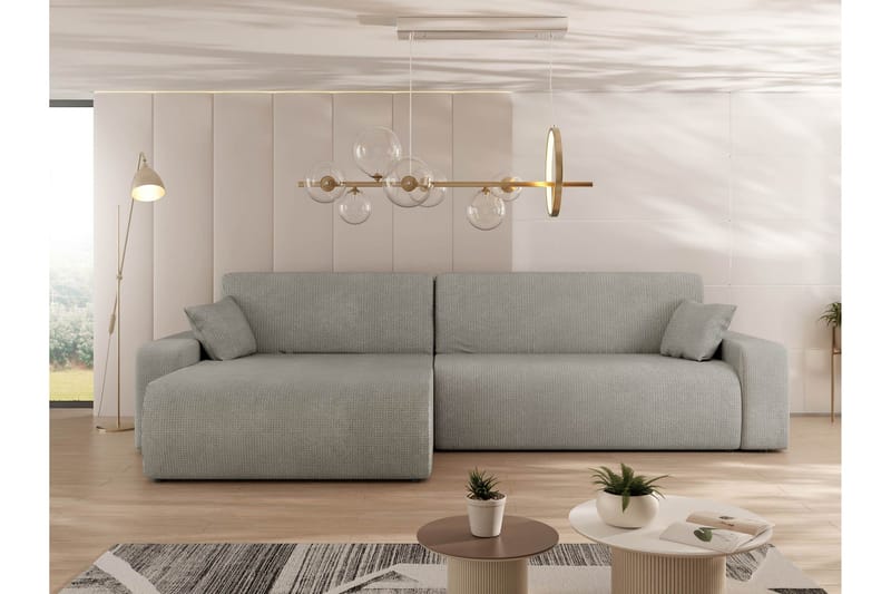 Barile Bäddsoffa med Divan 3-sits i Plysch - Grå - Möbler - Soffa - Bäddsoffa