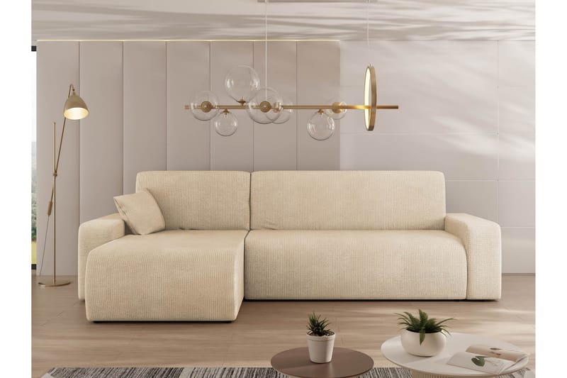 Barile Bäddsoffa med Divan 3-sits i Plysch - Beige - Möbler - Soffa - Bäddsoffa