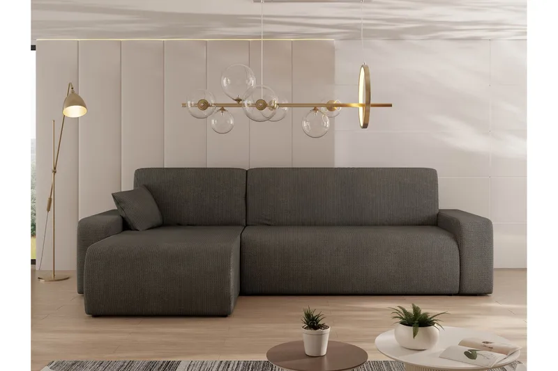 Barile Bäddsoffa med Divan 3-sits i Plysch - Grå - Möbler - Soffa - Bäddsoffa