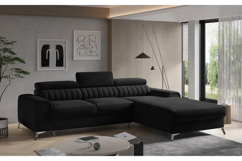 Bassfield Divanbäddsoffa Höger - Svart - Möbler - Soffa - Bäddsoffa