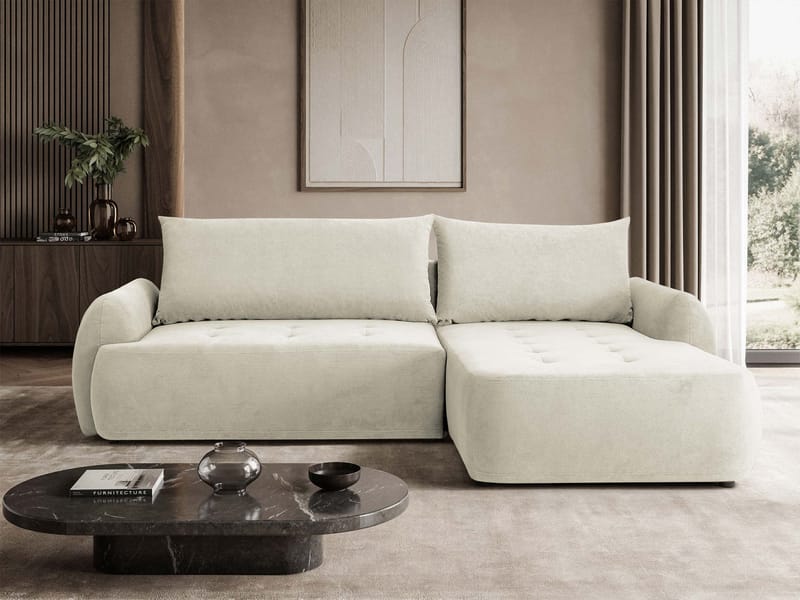 Bastos 3-sits Bäddsoffa med Divan Högervänd - Ljusbeige - Möbler - Soffa - Bäddsoffa
