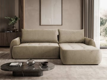 Bastos 3-sits Bäddsoffa med Divan Högervänd - Mörkbeige - Möbler - Soffa - Bäddsoffa