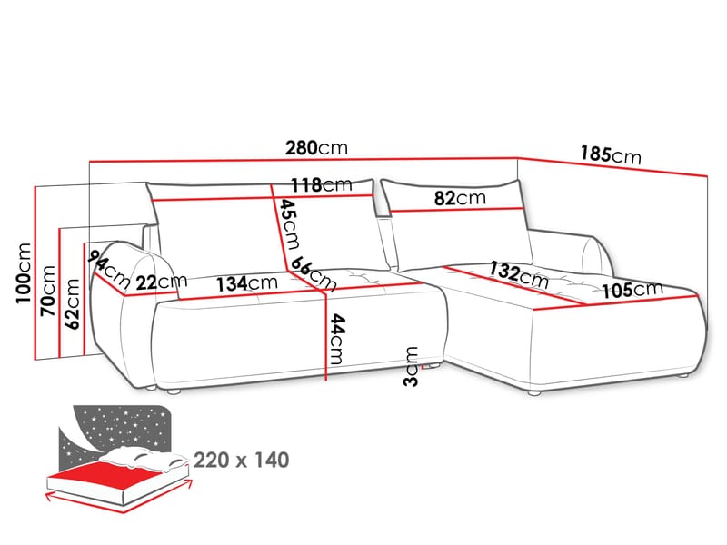 Bastos 3-sits Bäddsoffa med Divan Vänstervänd - Ljusgrå - Möbler - Soffa - Bäddsoffa