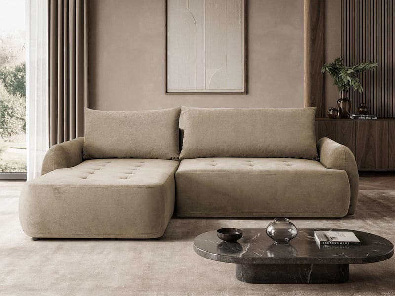 Bastos 3-sits Bäddsoffa med Divan Vänstervänd - Mörkbeige - Möbler - Soffa - Bäddsoffa