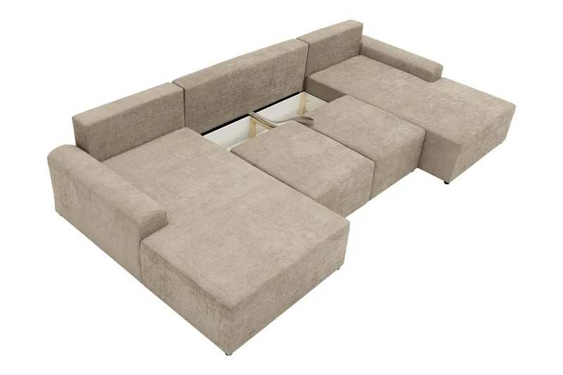 Bella Bäddsoffa Dubbeldivan 4-sits i Plysch - Beige - Möbler - Soffa - Bäddsoffa