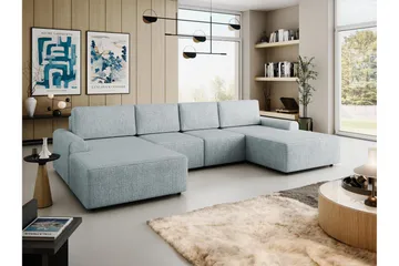 Bella Bäddsoffa Dubbeldivan 4-sits i Plysch - Grå - Möbler - Soffa - Bäddsoffa