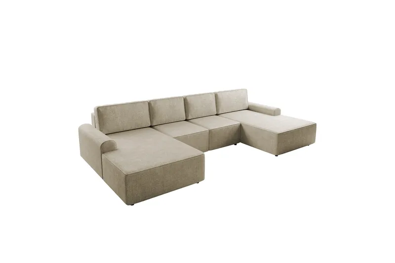 Bella Bäddsoffa Dubbeldivan 4-sits i Plysch - Beige - Möbler - Soffa - Bäddsoffa