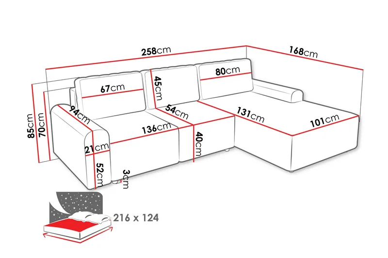 Bella Bäddsoffa med Divan 3-sits i Plysch - Beige - Möbler - Soffa - Bäddsoffa