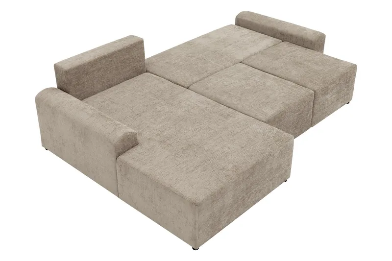 Bella Bäddsoffa med Divan 3-sits i Plysch - Beige - Möbler - Soffa - Bäddsoffa