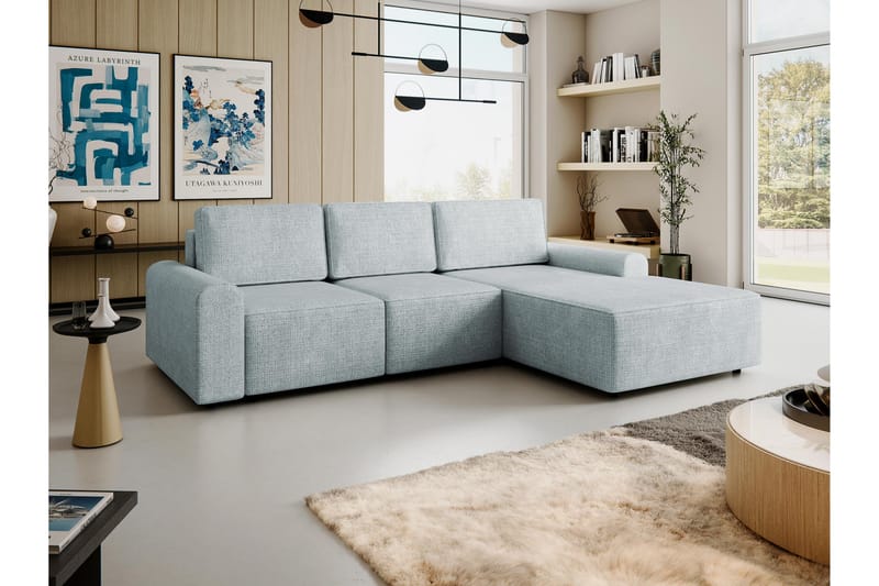 Bella Bäddsoffa med Divan 3-sits i Plysch - Grå - Möbler - Soffa - Bäddsoffa