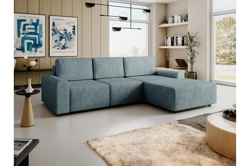 Bella Bäddsoffa med Divan 3-sits i Plysch - Grå - Möbler - Soffa - Bäddsoffa