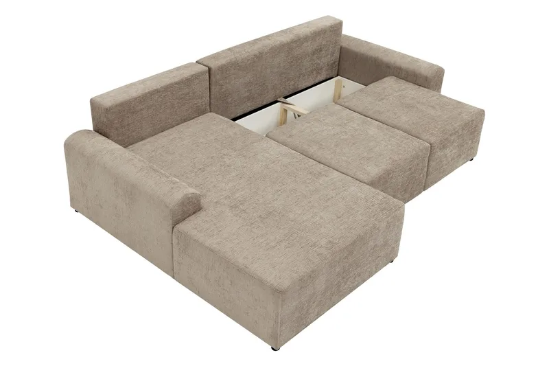 Bella Bäddsoffa med Divan 3-sits i Plysch - Beige - Möbler - Soffa - Bäddsoffa