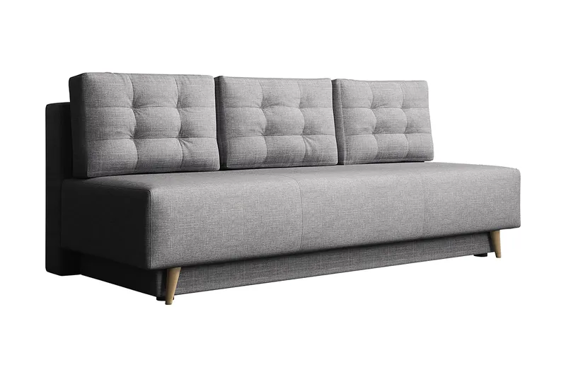 Bella Längsbäddad Bäddsoffa 142x200 cm med Förvaring i Tyg, Grå