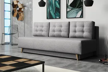 Bella Längsbäddad Bäddsoffa 142x200 cm med Förvaring i Tyg - Grå - Möbler - Soffa - Bäddsoffa