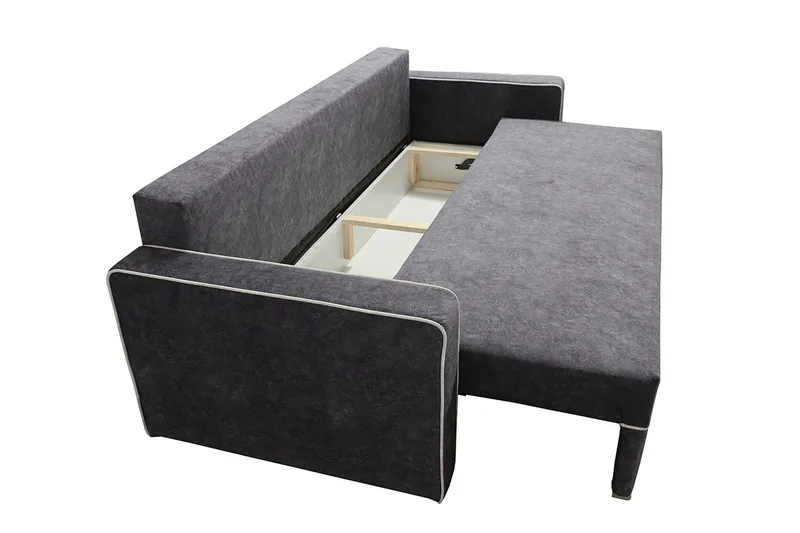 Beno 3-sits Längsbäddad Bäddsoffa 143x200 cm med Förvaring i Tyg - Brun - Möbler - Soffa - Bäddsoffa