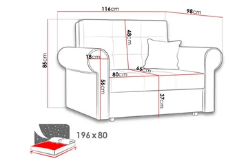 Bensbyn 1-sits Bäddsoffa med Rullarmstöd och Förvaring i Tyg - Blå - Möbler - Soffa - Bäddsoffa