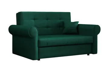 Bensbyn 2-sits Bäddbar Rektangulär Bäddsoffa i Tyg med Rullarmstöd - Grön - Möbler - Soffa - Bäddsoffa