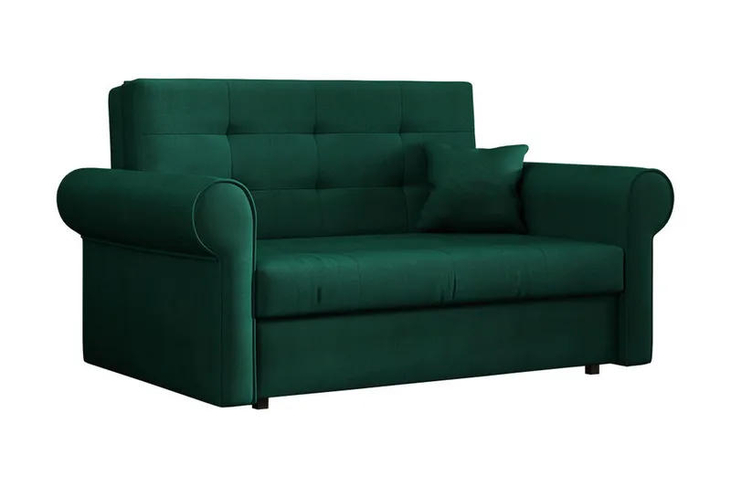 Bensbyn 2-sits Bäddbar Rektangulär Bäddsoffa i Tyg med Rullarmstöd - Grön - Möbler - Soffa - Bäddsoffa