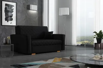 Bensbyn 2-sits Bäddsoffa 115x196 cm Bäddbar Rutmönster i Tyg - Svart - Möbler - Soffa - Bäddsoffa