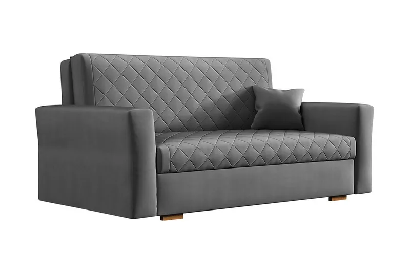 Bensbyn 2-sits Bäddsoffa 132x196 cm Bäddbar Diamantquiltad i Tyg, Grå