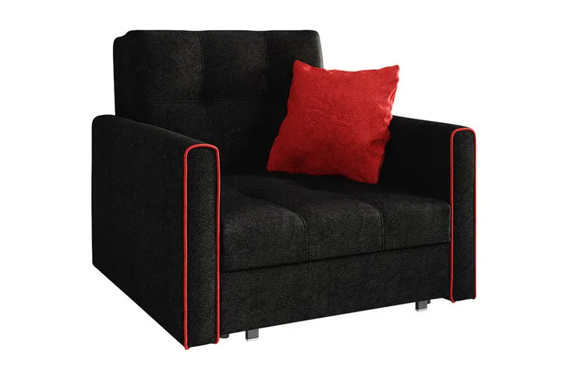 Bensbyn 2-sits Bäddsoffa 80x196 cm med Förvaring i Tyg, Svart