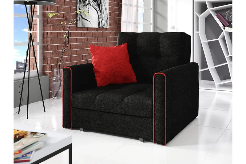 Bensbyn 2-sits Bäddsoffa 80x196 cm med Förvaring i Tyg - Svart - Möbler - Soffa - Bäddsoffa