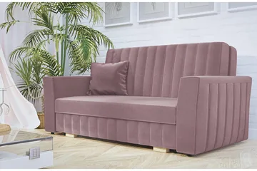 Bensbyn 2-sits Bäddsoffa med Förvaring och Vertikala Sömmar i Sammet - Rosa - Möbler - Soffa - Bäddsoffa