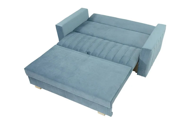Bensbyn 2-sits Bäddsoffa med Förvaring och Vertikala Sömmar i Sammet - Rosa - Möbler - Soffa - Bäddsoffa