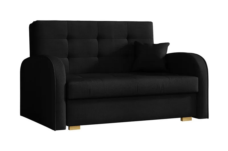 Bensbyn 2-sits Framåtbäddad Bäddsoffa 112x196 cm med Förvaring i Tyg, Svart